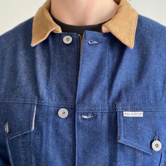 Iron & Resin Blue Denim Jacket with Tan Collar - Picture 2 of 10